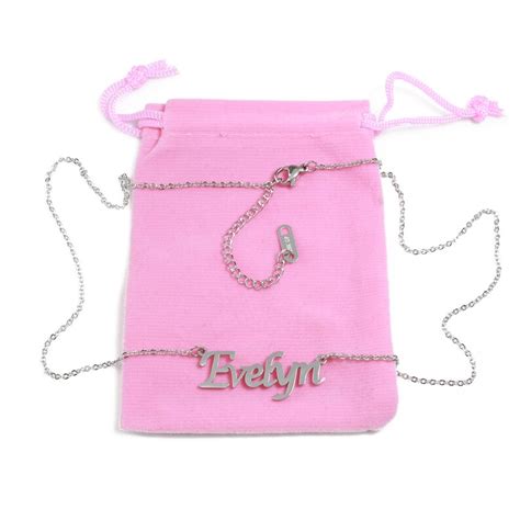 EVELYN Silver Tone Name Necklace Personalized Jewellery Free Gift Box & Bag Gifts for Her - Etsy