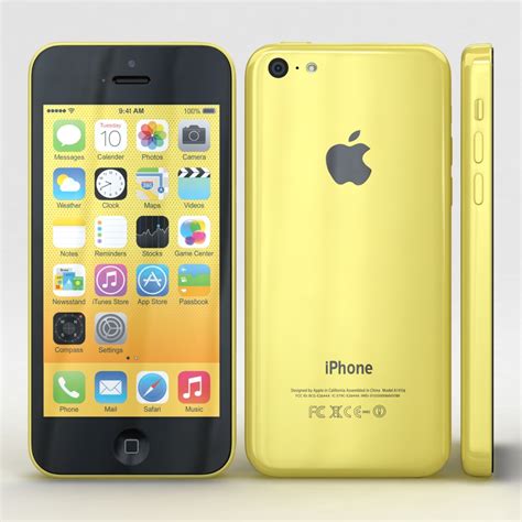 3d apple iphone 5c yellow