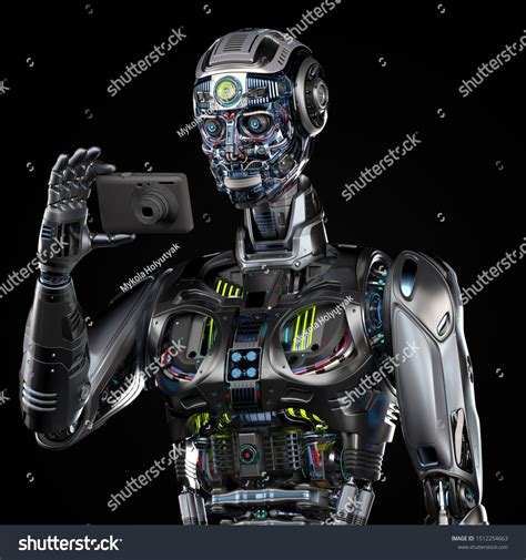 Detailed Robot Futuristic Android Cyborg Holding Stock Illustration ...