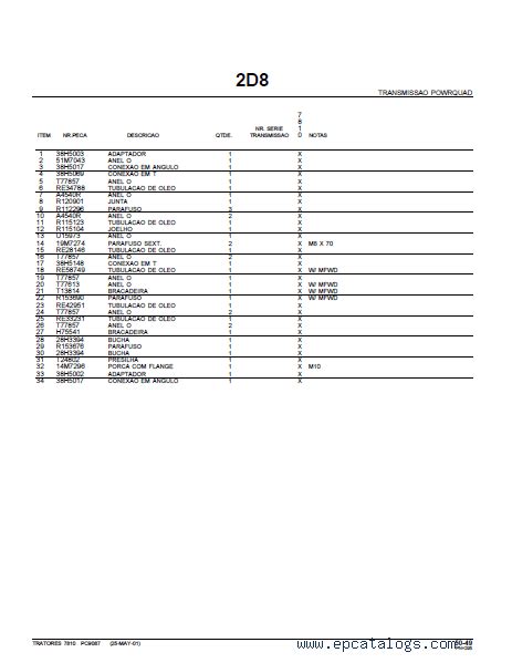 John Deere Tractor 7810 Parts Catalog