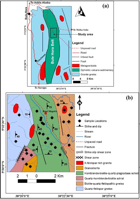 (a) Geologic map of the Bule Hora area, showing the location of the... | Download Scientific Diagram