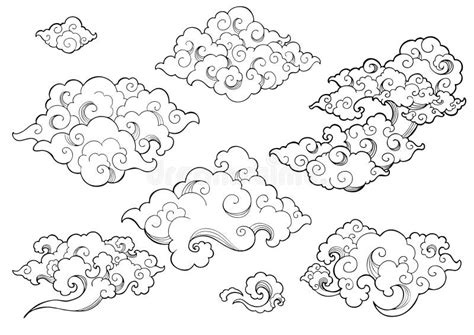 Japanese Or Chinese Style Cloud Design Set Stock Vector - Illustration ...