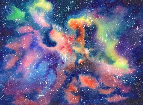 Space Painting Galaxy Original Art Nebula Watercolor Painting by Olga ...