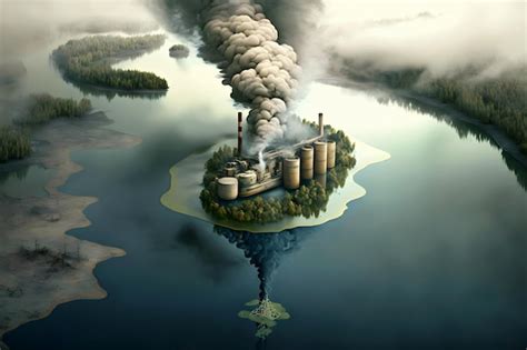 Catastrophe Environnementale Pollution De L'air Et De L'eau | Photo Premium