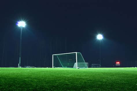 #evening #field #football #goal #grass #green #light #lights #night # ...