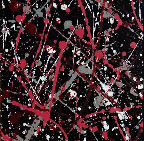 Red and Grey Paint Splatter II Painting by Linda Brody