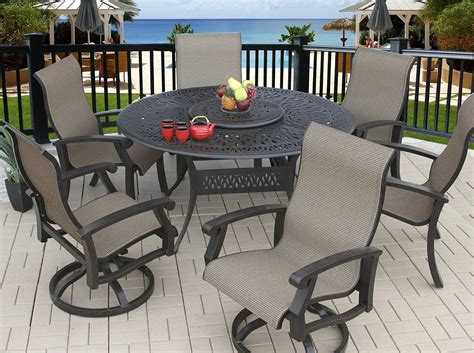 Barbados Sling Outdoor 7pc Dining Set with 60" Round Table S2000 ...