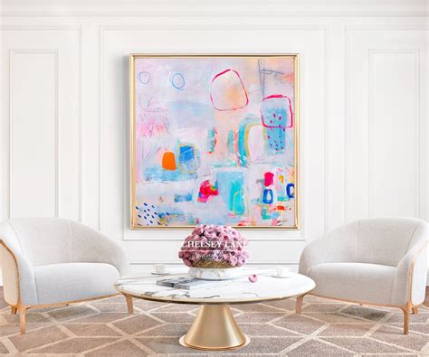 Bright White Abstract Painting on Canvas Large Colorful Wall - Etsy