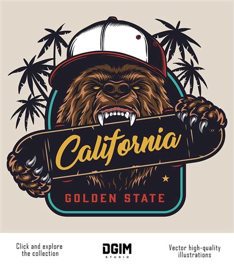 Vintage California Emblems | Bear logo design, Vector illustration, Vintage california