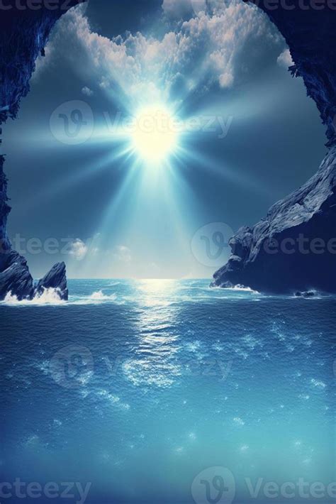 view of the ocean from inside a cave. . 22904160 Stock Photo at Vecteezy