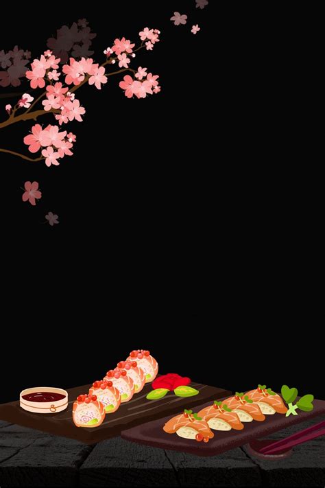 Delicious Sushi Background Poster Sashimi, Sushi Menu, Sushi Party ...