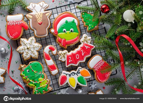 Christmas Gingerbread Cookies Set Handmade Christmas Treats Bright Background Stock Photo by ...