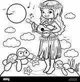 Coloring Pages Hula Girl sketch template