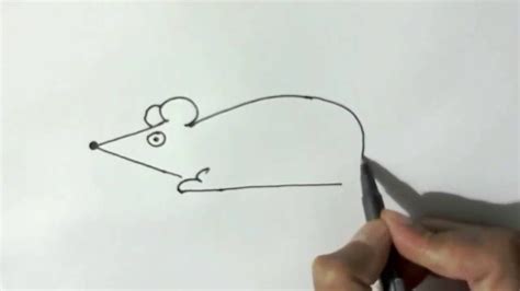 How to draw a cartoon Mouse - in easy steps for children, kids, beginners - YouTube