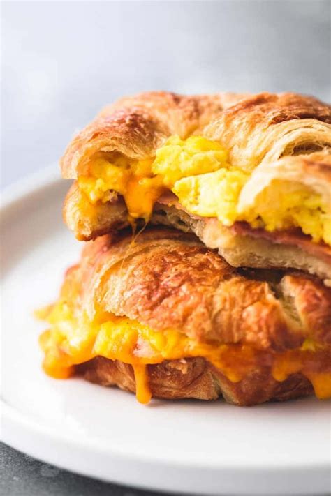 Baked Croissant Breakfast Sandwiches - Creme De La Crumb