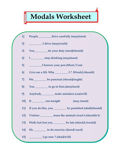 20. Worksheet / ClassTest - Modals - English With PK99 English Modals Test