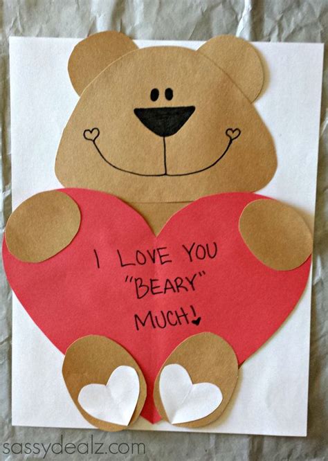 Love You Beary Much Craft Template - Etsy | Preschool valentine crafts ...