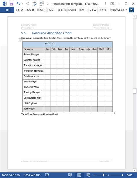 Transition Plan Template – Software Development Templates, Forms ...