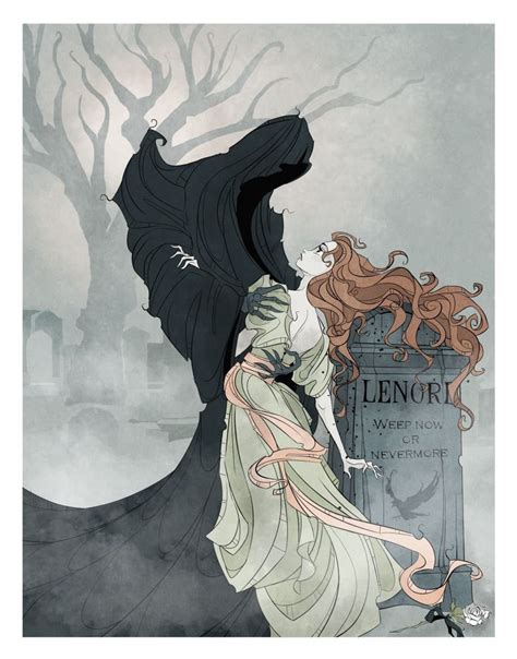 Lenore / Edgar Allen / Poe / Poetry / Art Print / Death / Grim Reaper / Gothic / Romance / Love ...
