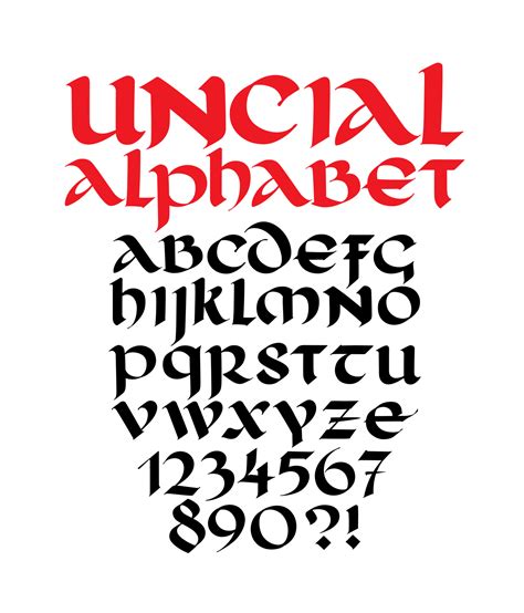 Roman uncial font. Letters and numbers in the Gothic style. 3587045 ...