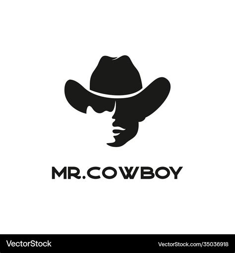 Western cowboy head silhouette logo design Vector Image