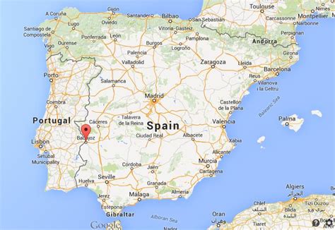 Where is Badajoz on map Spain