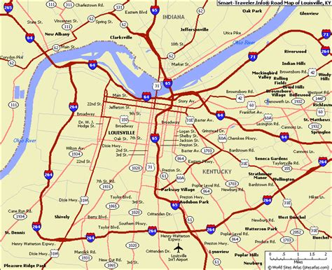 Map of Louisville Jefferson Kentucky - TravelsMaps.Com