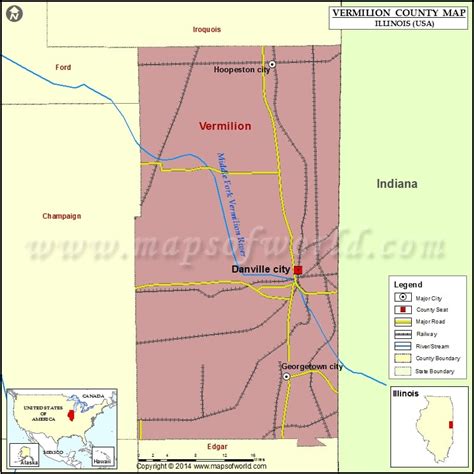 Vermilion County Map, Illinois