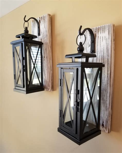 Set of 2 MEDIUM Rustic Wall Mounted Lantern Sconces - iD Lights