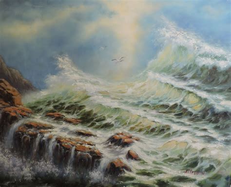 Crashing waves original oil painting, 24" x 20" | Beach scenes, Crashing waves, Beach art