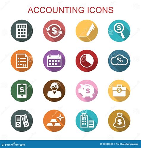 Accounting Long Shadow Icons Stock Vector - Illustration of isolated ...