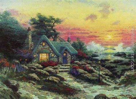 Thomas Kinkade Seaside Village Painting