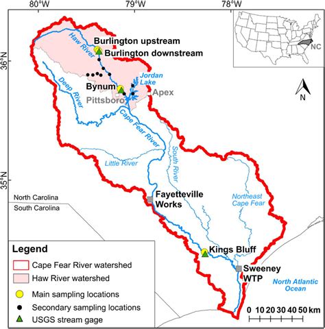 Study area and location of sampling sites in the Cape Fear River... | Download Scientific Diagram