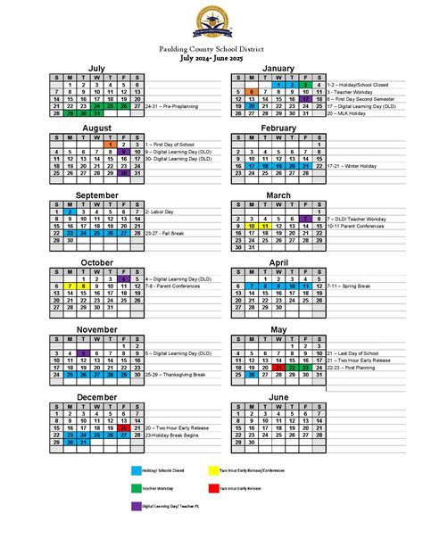 Paulding County School District Calendar 2024-2025 in PDF