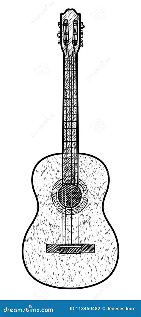 Ejemplo De La Guitarra, Dibujo, Grabado, Tinta, Línea Arte, Vector Ilustración del Vector ...