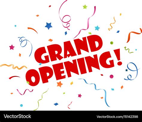 Grand opening banner with confetti Royalty Free Vector Image