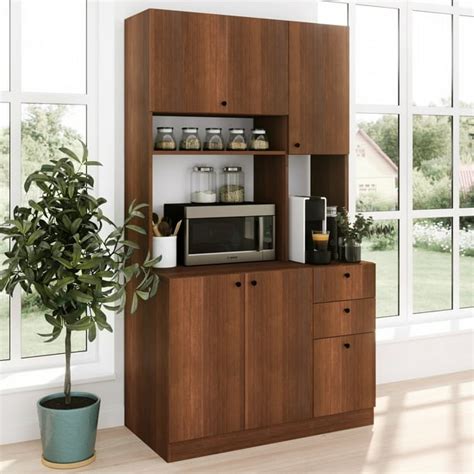 Living Skog Pantry Kitchen Storage Cabinet Large Dark Cherry - Walmart ...