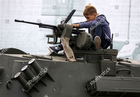 Russian Young Boy Examines Coaxial Machine Editorial Stock Photo ...