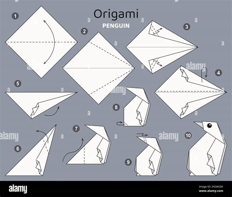 Origami tutorial. Origami scheme penguin for kids Stock Vector Image & Art - Alamy