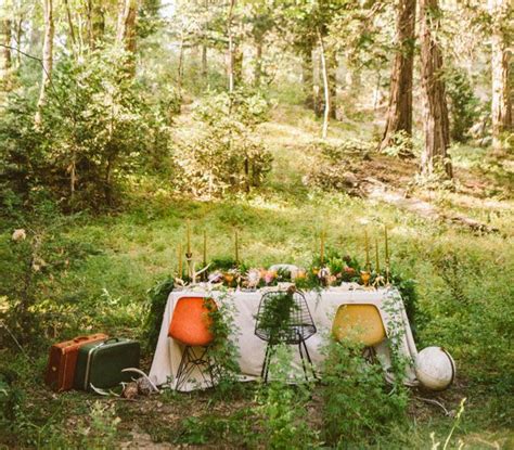 Moonrise Kingdom Wedding Inspiration – using woodsy floral lots of greenery blended with mid ...