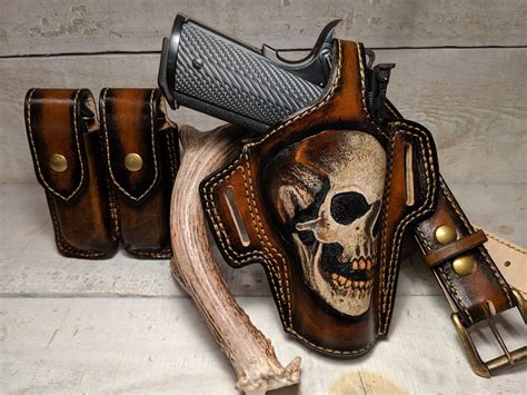 FREE SHIPPING Skull 1911 Leather Holster / Gun Belt / Magazine | Etsy