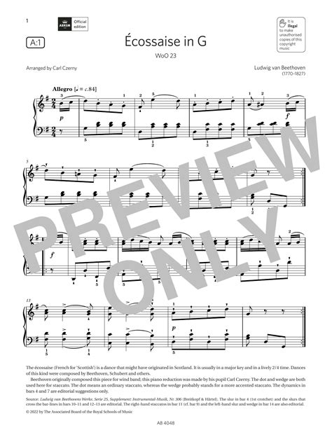 Écossaise in G (Grade 2, list A1, from the ABRSM Piano Syllabus 2023 ...