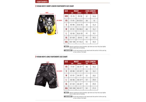 Shorts Size Chart | MSM Fight Shop – MSM FIGHT SHOP