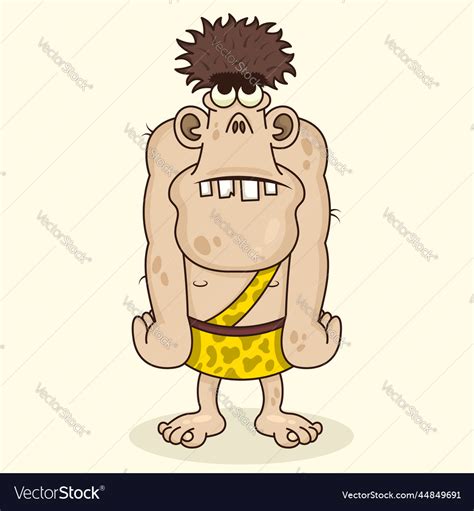 Giant funny cartoon caveman cute humorous Vector Image