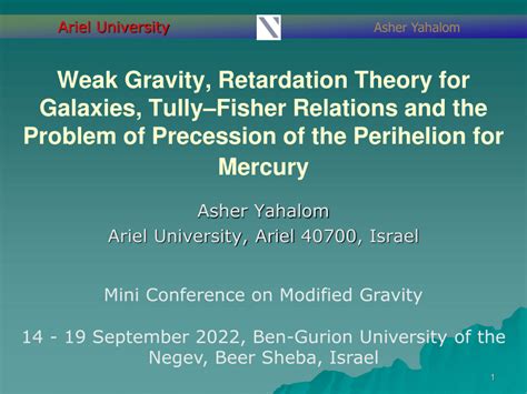 (PDF) Weak Gravity, Retardation Theory for Galaxies, Tully-Fisher ...