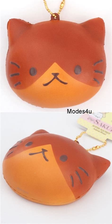 Jumbo Squishies, Cute Squishies, Sakura, Brown Cat, Dark Brown, Kawaii, Cute Cafe, Cat Face ...