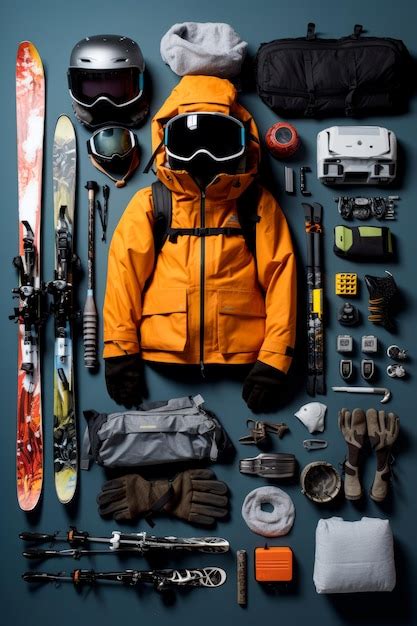 Premium AI Image | knolled snow gear outdoor winter adventures Created with generative AI technology