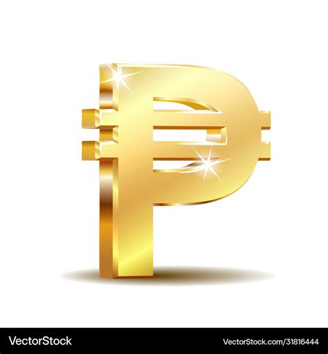 Philippine peso currency symbol golden money sign Vector Image