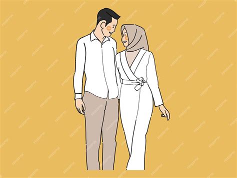 Premium Vector | Cute malaysian couple cartoon illustration