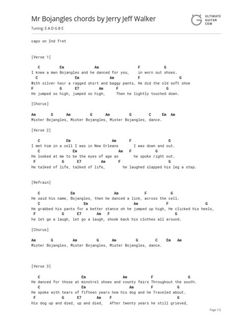 MR Bojangles (Chords & Lyrics) | PDF | Refrain | Song Structure